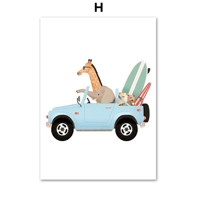 Funny Safari Animals Canvas Art Whimsical Nursery Nordic Kids Bedroom Decor 12