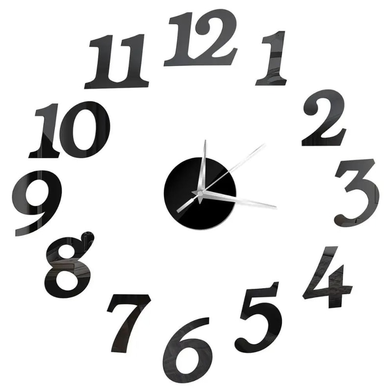 2D Frameless DIY Mirror Wall Clock Modern Quartz Wall Sticker Decor For Living Room Office 12