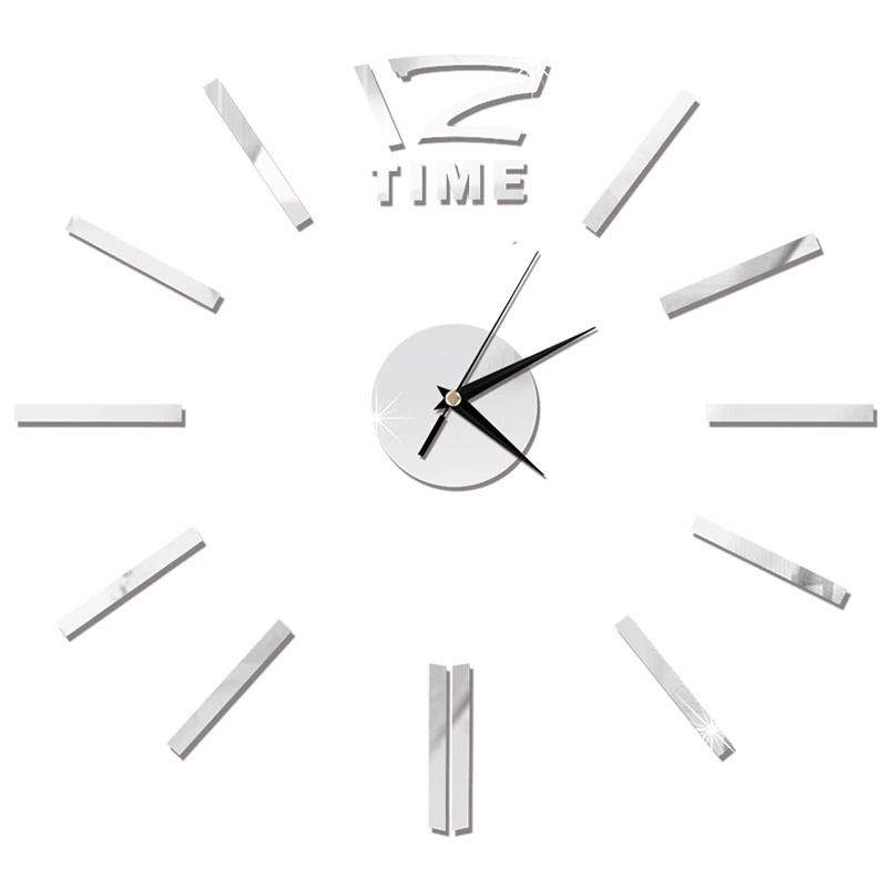 2D Frameless DIY Mirror Wall Clock Modern Quartz Wall Sticker Decor For Living Room Office 19