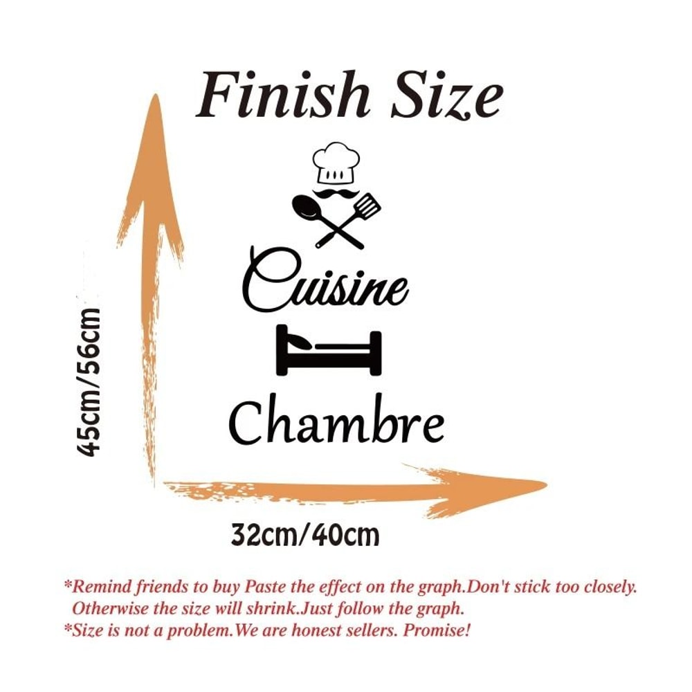 French Cuisine Chambre Door Decal Elegant Vinyl Wall Sticker For Kitchen Bedroom Decor 1