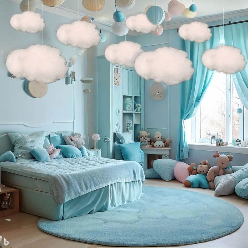 9Piece 3D Artificial Ceiling Clouds Whimsical Floating Prop Decorations For Weddings Parties Kids 1