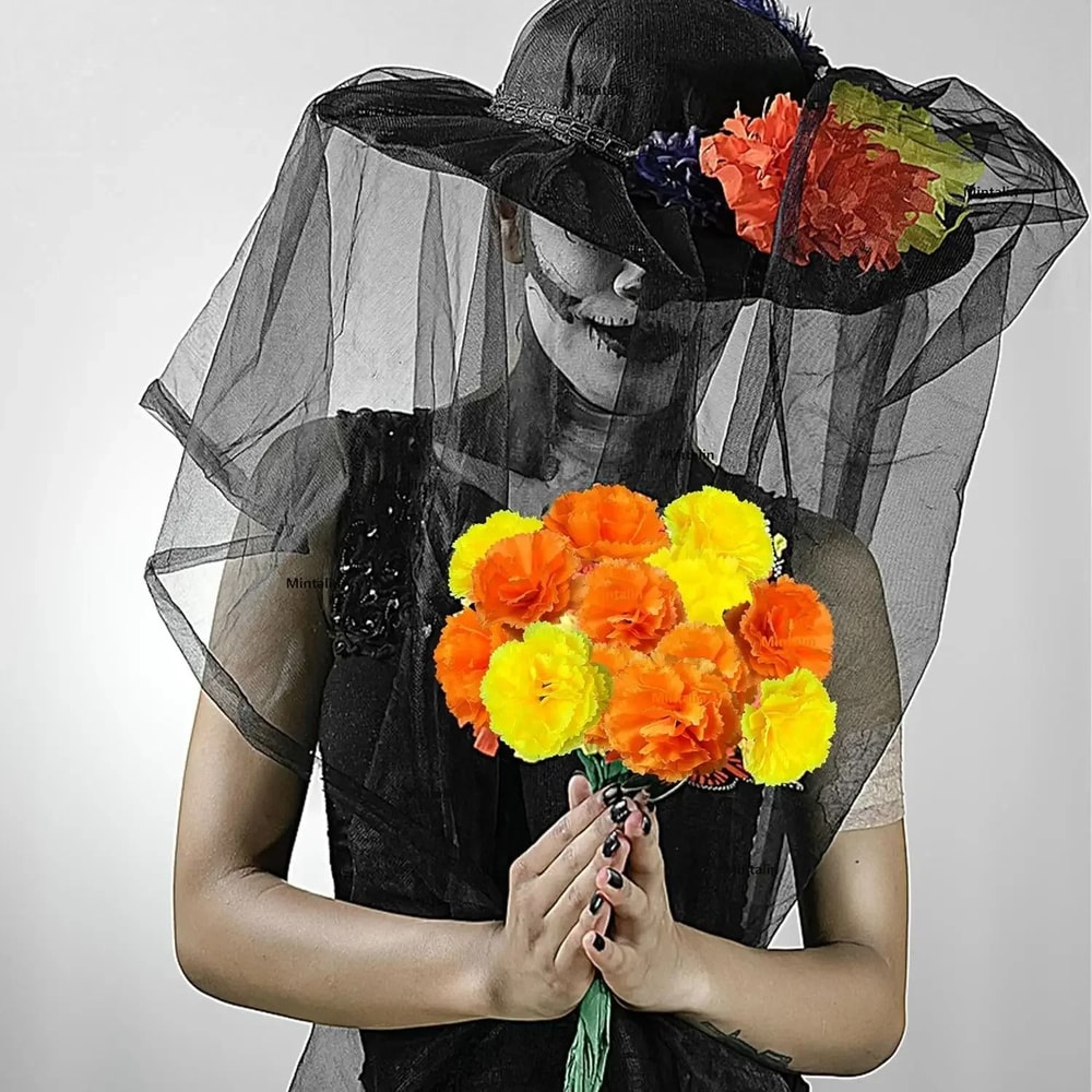 30Piece Artificial Marigold Flower Heads Vibrant Mexican Dia De Los Muertos Diwali Home DIY Decor 4