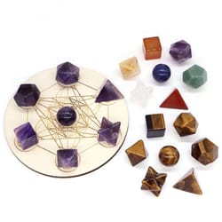 7-piece platonic solid sacred geometry set – natural crystal healing stones for reiki & chakra home decor