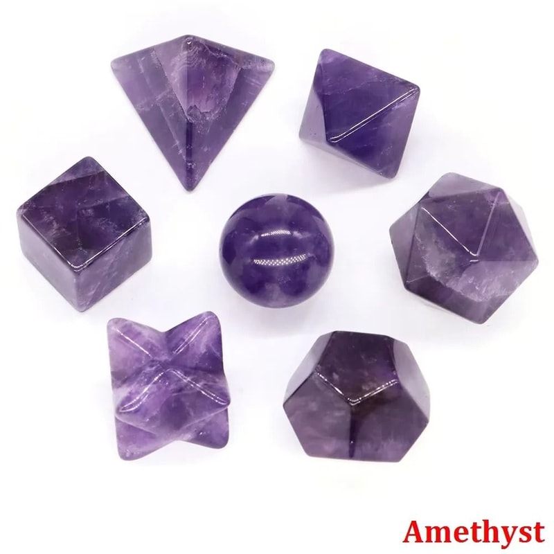 7Piece Platonic Solid Sacred Geometry Set Natural Crystal Healing Stones For Reiki Chakra Home De 10