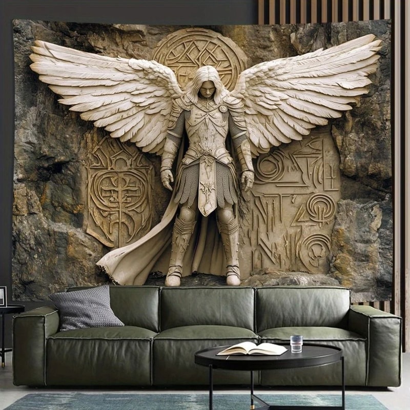 Glam Style 3D Angel Wall Tapestry Ethereal Polyester Hanging Decor For Living Room Bedroom Party 2
