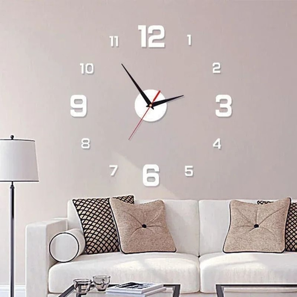 3D DIY Silent Wall Clock Modern Simple PunchFree Wall Sticker Clock For Home Office 11
