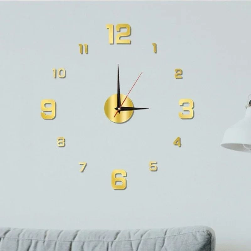 3D DIY Silent Wall Clock Modern Simple PunchFree Wall Sticker Clock For Home Office 6