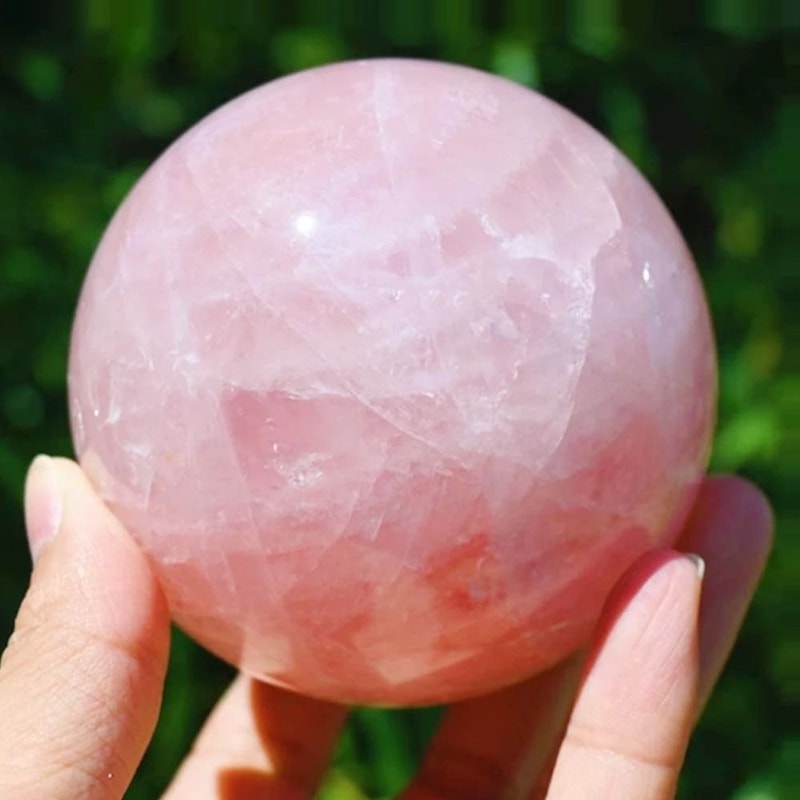 Natural Pink Crystal Ball Polished Rose Quartz Massage Sphere For Reiki Healing HighVibration Hom 12