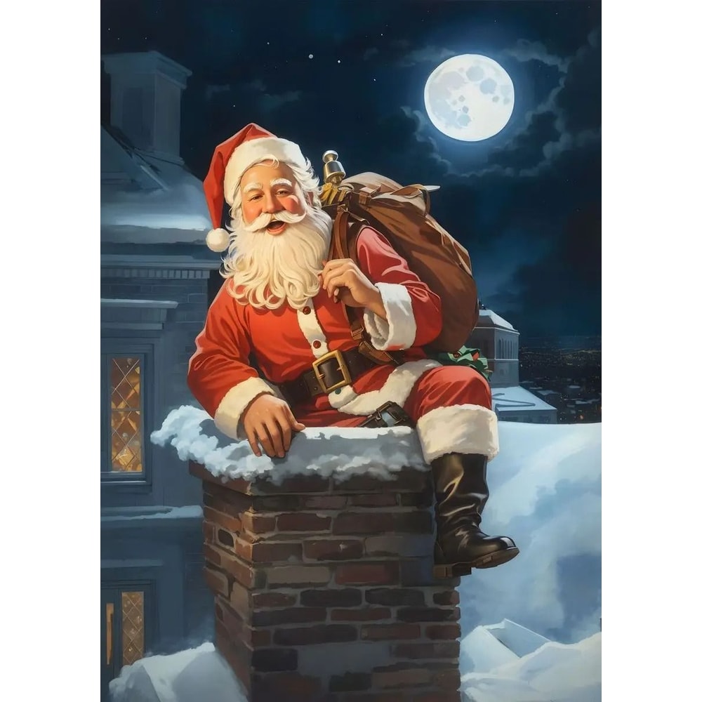 Classic Traditional Christmas Canvas Art Santa Claus Christmas Tree Holiday Poster For Festive Ho 6