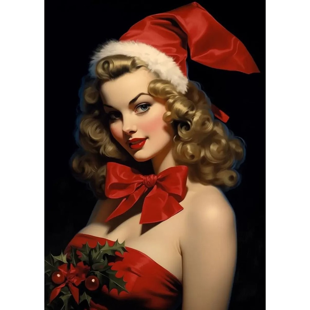 Classic Traditional Christmas Canvas Art Santa Claus Christmas Tree Holiday Poster For Festive Ho 10