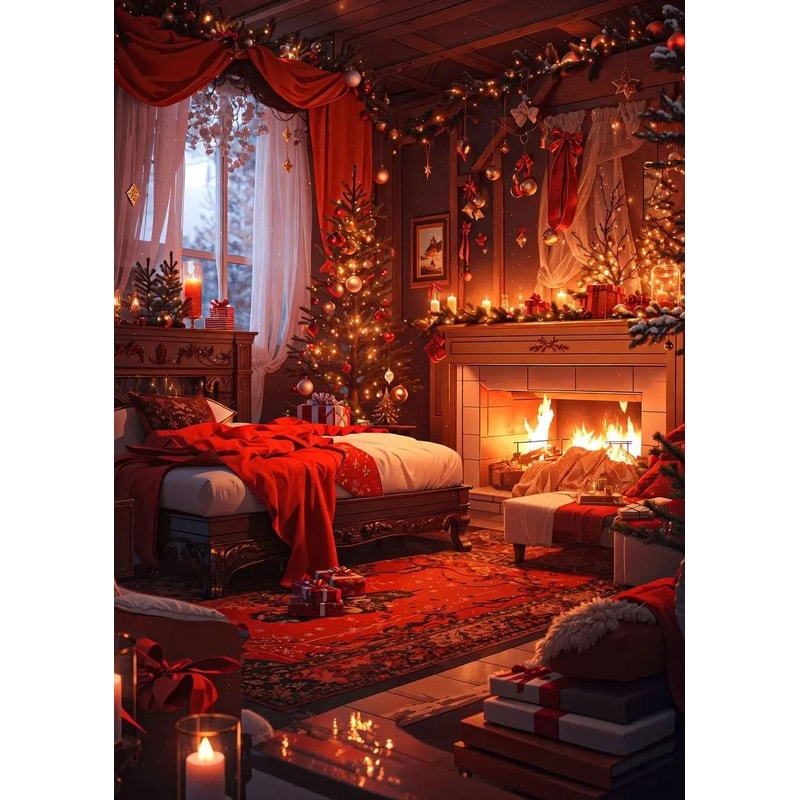 Classic Traditional Christmas Canvas Art Santa Claus Christmas Tree Holiday Poster For Festive Ho 19