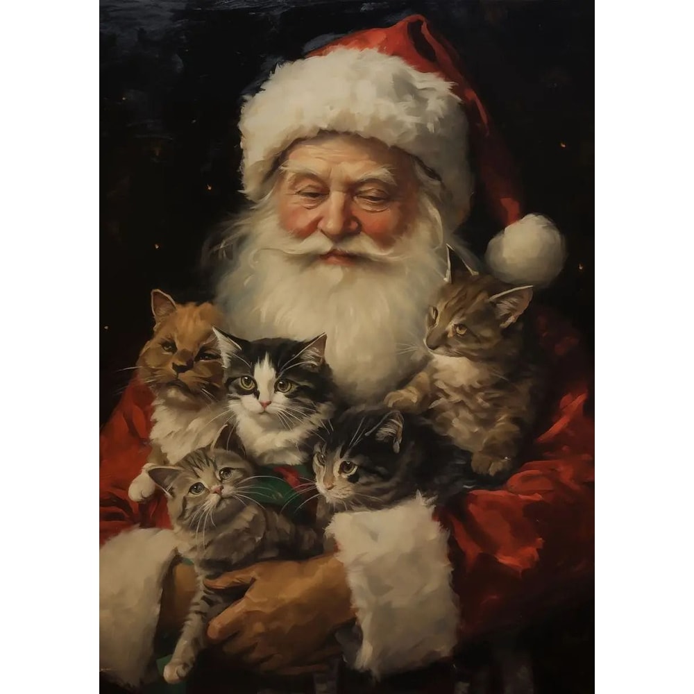 Classic Traditional Christmas Canvas Art Santa Claus Christmas Tree Holiday Poster For Festive Ho 8