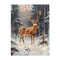 Vintage Red Truck Nordic Winter Snow Canvas Art Rustic Christmas Reindeer Fireplace Scene Wall D 10