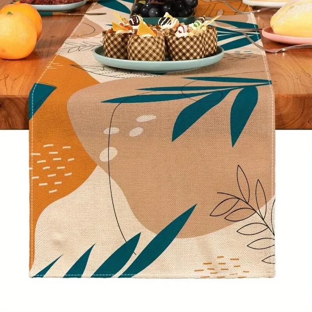 Simple Plant Bohemia Table Runner Minimalist Botanical Linen Decor For Kitchen Dining Holiday Roo 9