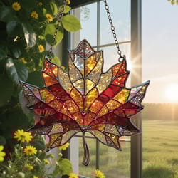 2d flat thanksgiving acrylic maple leaves light catcher – autumn celebration home & door hanging decor