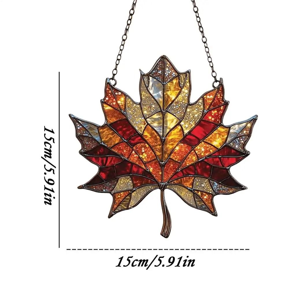 2D Flat Thanksgiving Acrylic Maple Leaves Light Catcher Autumn Celebration Home Door Hanging Deco 7