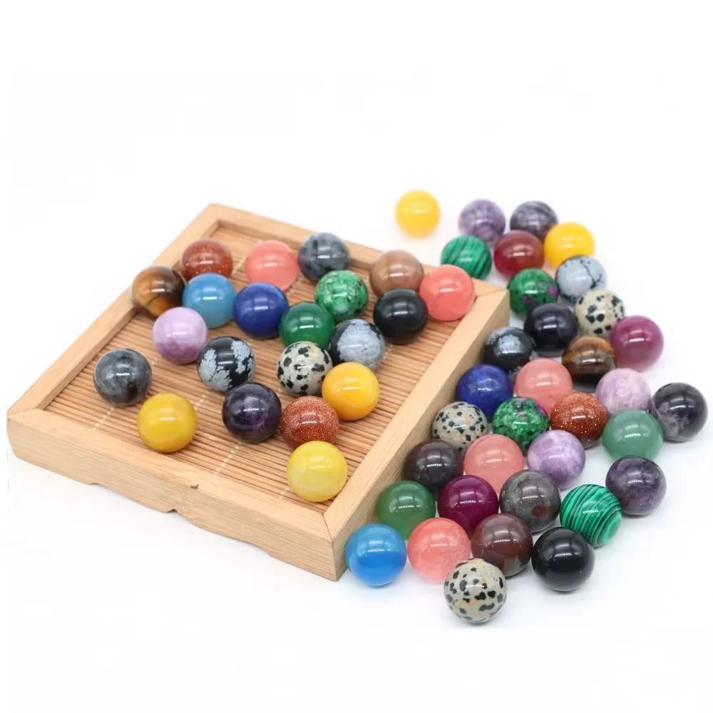 16mm Natural Stone Round Ball Set Amethyst Rose Quartz Healing Crystal Spheres For Chakra Zen Hom 8