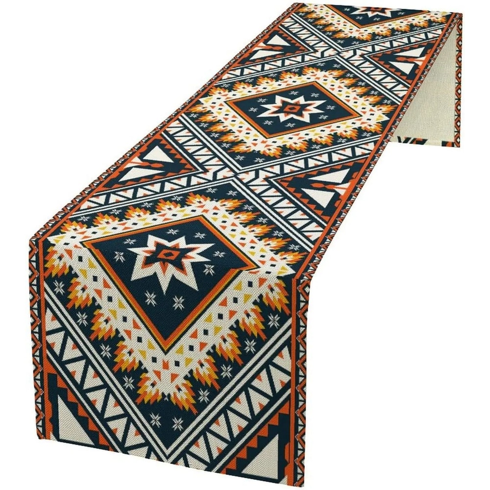 Aztec Ethnic Tribal Style Linen Table Runner Boho Abstract Geometric Texture For Kitchen Party Di 5