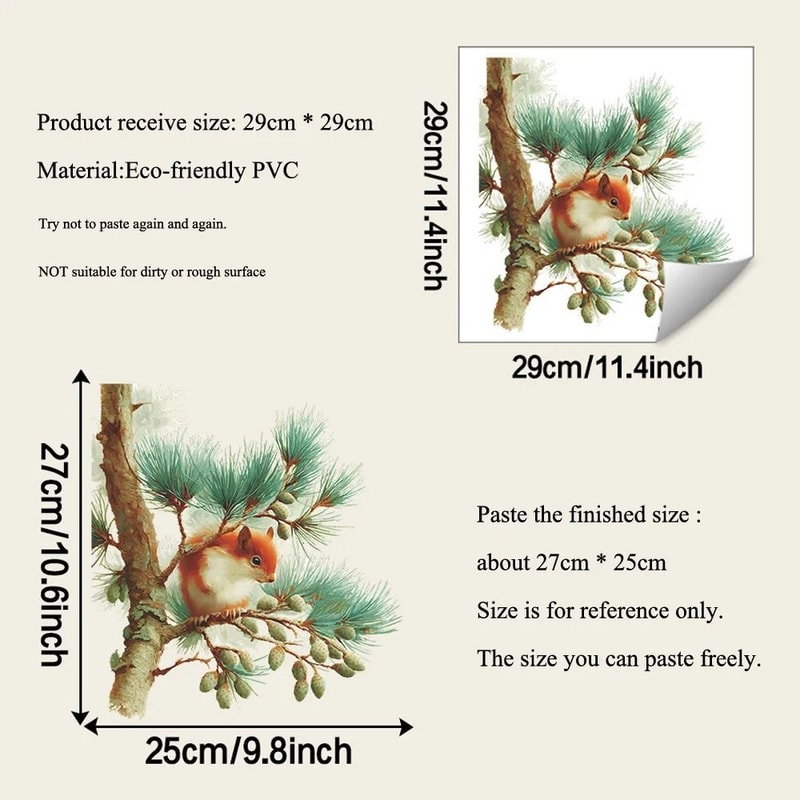 Painting Squirrels Collecting Food Wall Sticker Whimsical Nature Mural For Bedroom Glass Windows 1