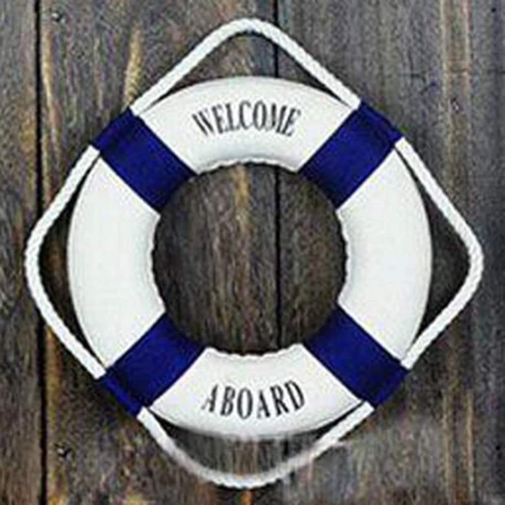 Nautical Style Welcome Life Buoy Decorative Red Blue Marine Wall Charm For Beach Houses Coastal 7