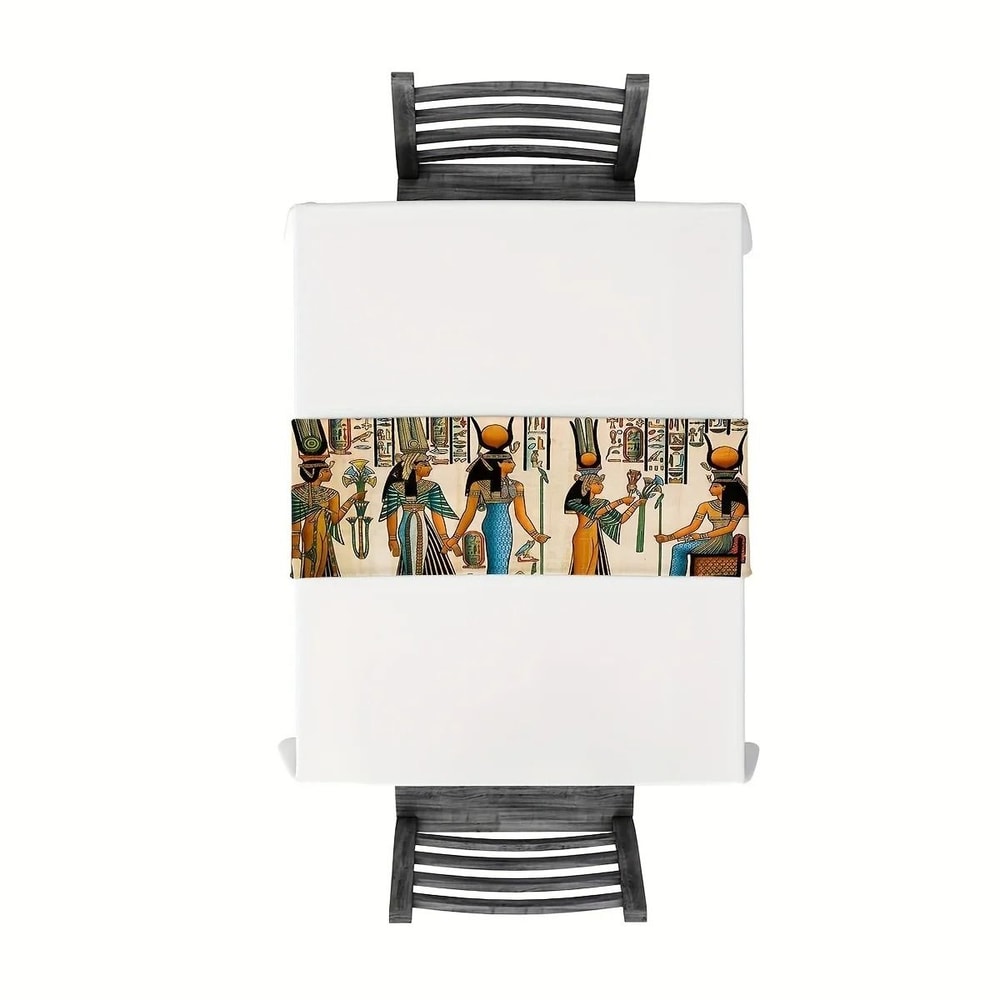 Ancient Egyptian Mural Linen Table Runner Ethnic Hieroglyphic Holiday Decorations Reusable Farmho 4