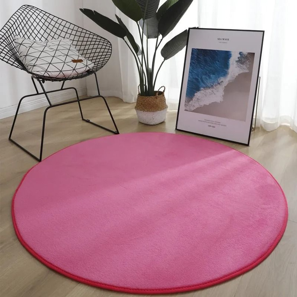 Coral Velvet Circular Rug Modern Living Room Area Rug Silent MoistureProof Kids Play Mat In Slate 9