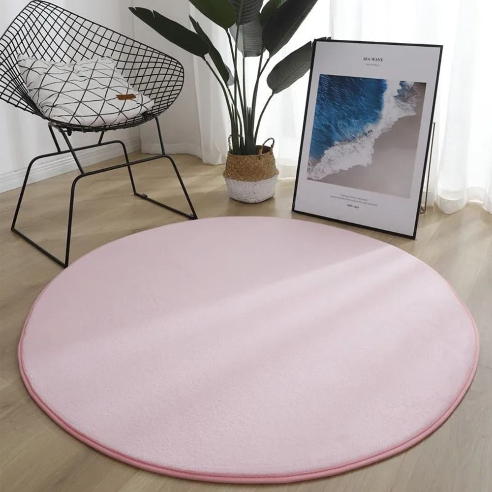 Coral Velvet Circular Rug Modern Living Room Area Rug Silent MoistureProof Kids Play Mat In Slate 10