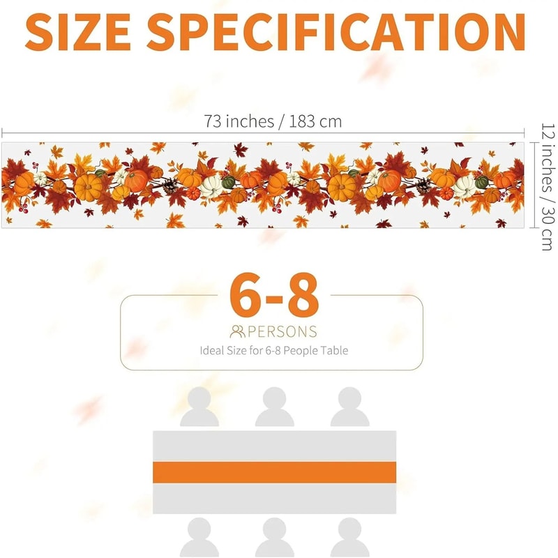 Fall Thanksgiving Pumpkins Linen Table Runner Autumn Harvest Maple Leaves Holiday Party Decor Far 4