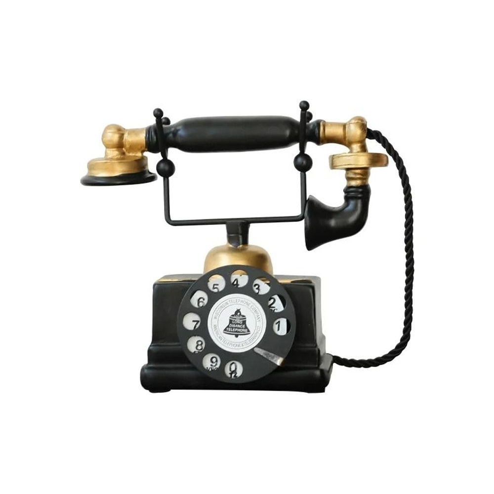 Retro Rotary Telephone Decoration Aged Weathered Vintage Style Ornament For Living Room Home Off 6