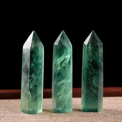 natural green fluorite single-pointed wand – polished crystal healing stone & obelisk room decor