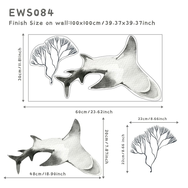 Underwater World Watercolor Wall Decals Waterproof Coral Tropical Fish Stickers For Bathroom Nurs 13