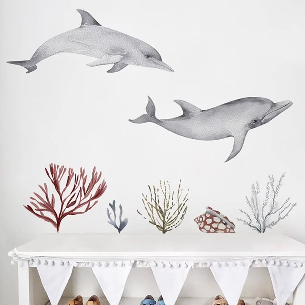 Underwater World Watercolor Wall Decals Waterproof Coral Tropical Fish Stickers For Bathroom Nurs 5