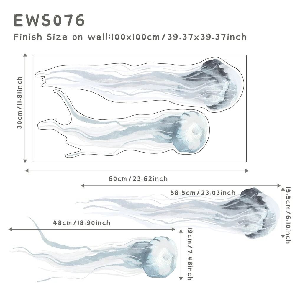 Underwater World Watercolor Wall Decals Waterproof Coral Tropical Fish Stickers For Bathroom Nurs 8