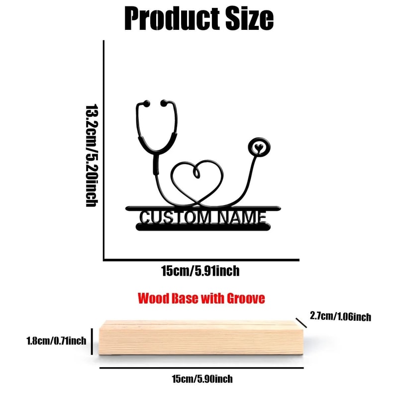 Custom Stethoscope Metal Statue Personalized Medical Art With Solid Wooden Base For Doctors Desk 6