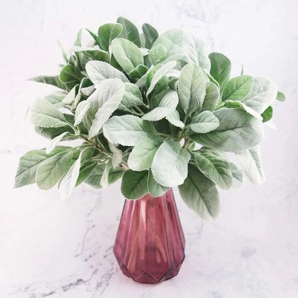 10Piece Flocked Artificial Lambs Ear Stems Premium Faux Greenery For Wedding Bouquet 5