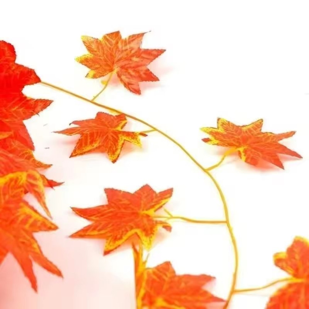 Simulated Red Maple Leaf Vine Seasonal Autumn Garland For Halloween Thanksgiving Festive Christma 5