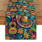 Mexican Style Colorful Printed Linen Table Runner Festive Cactus Sombrero Patterns For Day Of The 7