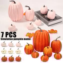 7-piece simulation pumpkin set – high-definition artificial harvest decor for halloween, thanksgiving, & autumn wedding