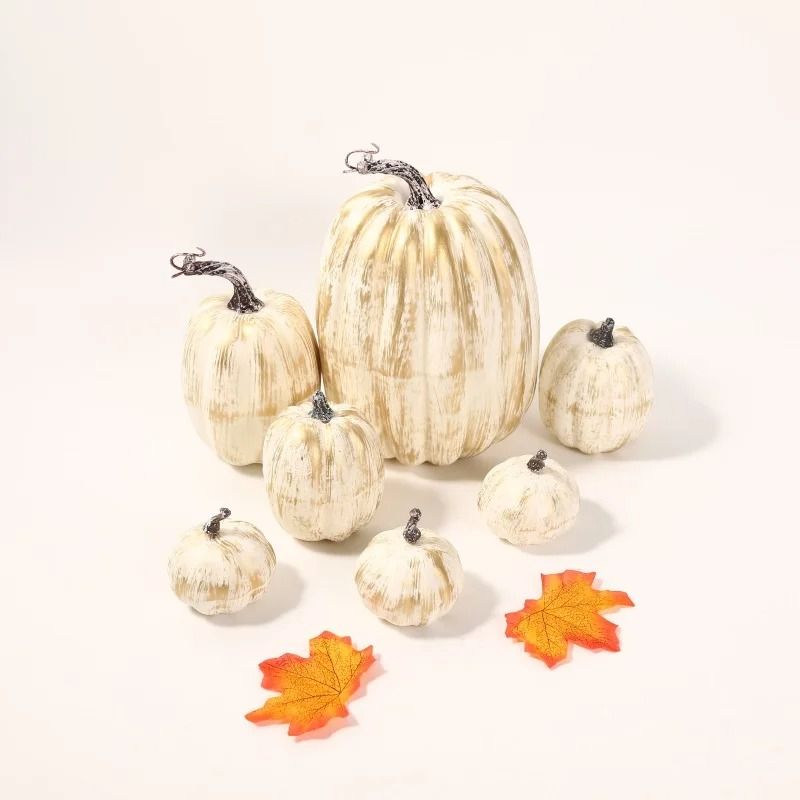 7Piece Simulation Pumpkin Set HighDefinition Artificial Harvest Decor For Halloween Thanksgiving 2