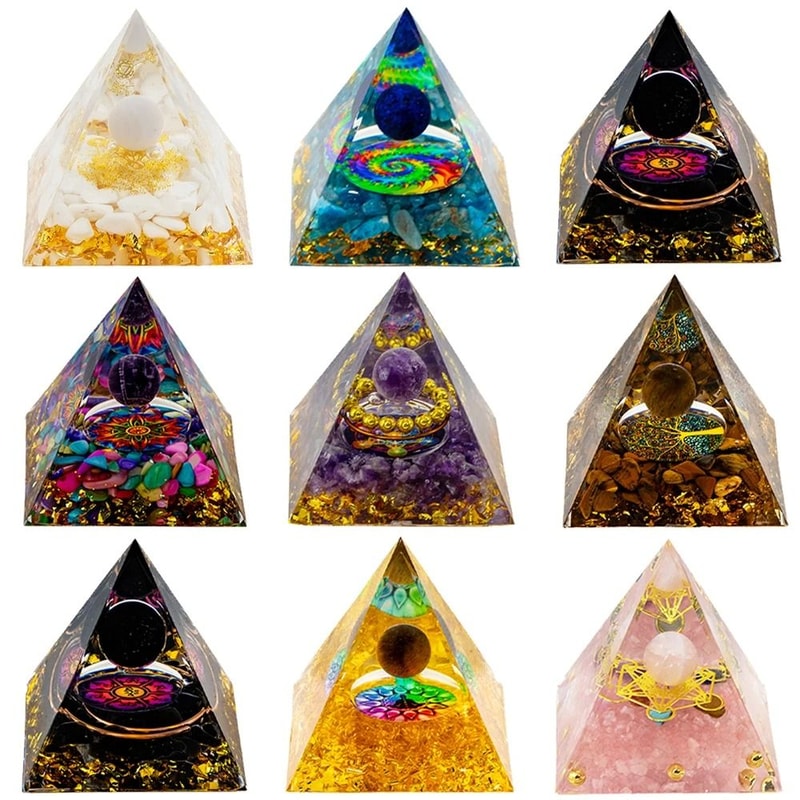 Natural Crystal Energy Pyramid Peridot Amethyst Reiki Healing Generator For Modern Egyptian Decor 3