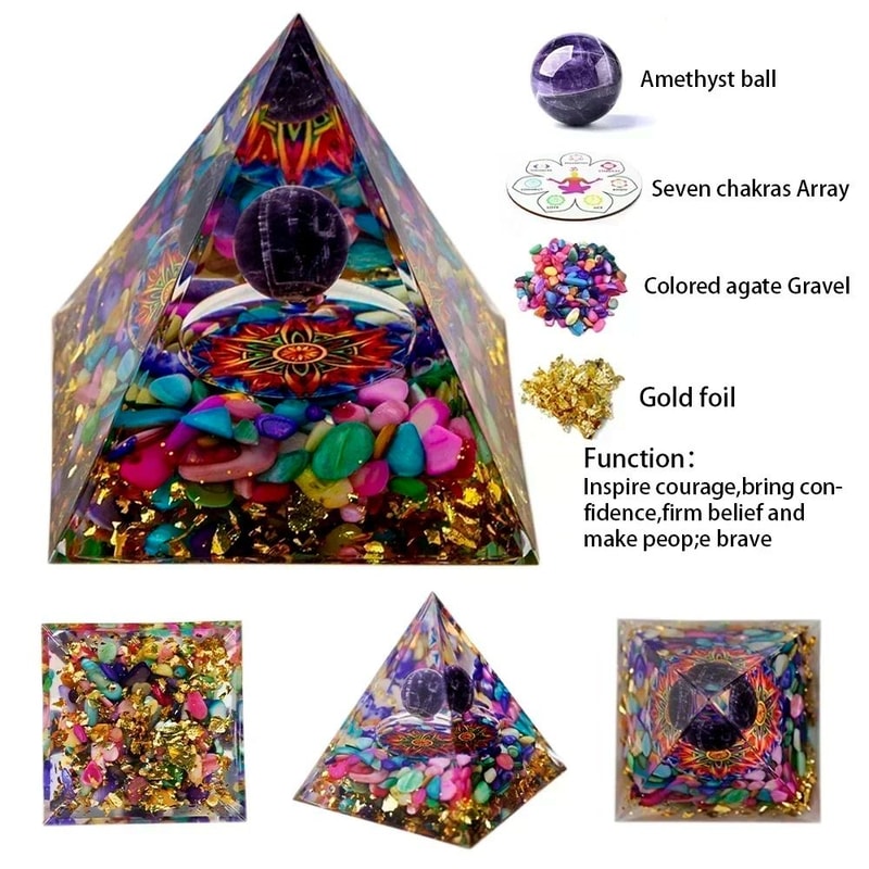 Natural Crystal Energy Pyramid Peridot Amethyst Reiki Healing Generator For Modern Egyptian Decor 8