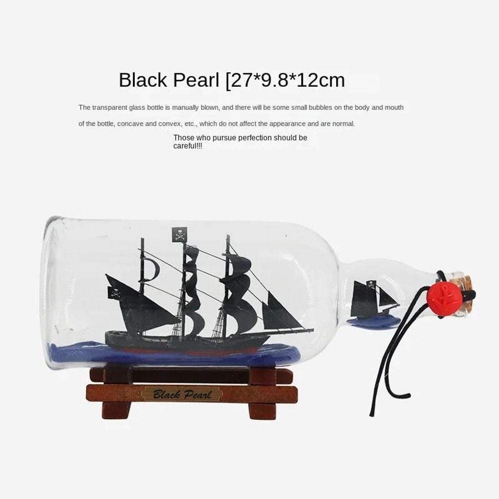 Black Pearl ShipinaBottle Pirates Of The Caribbean Drifting Vessel For Modern Executive Desks Nau 6