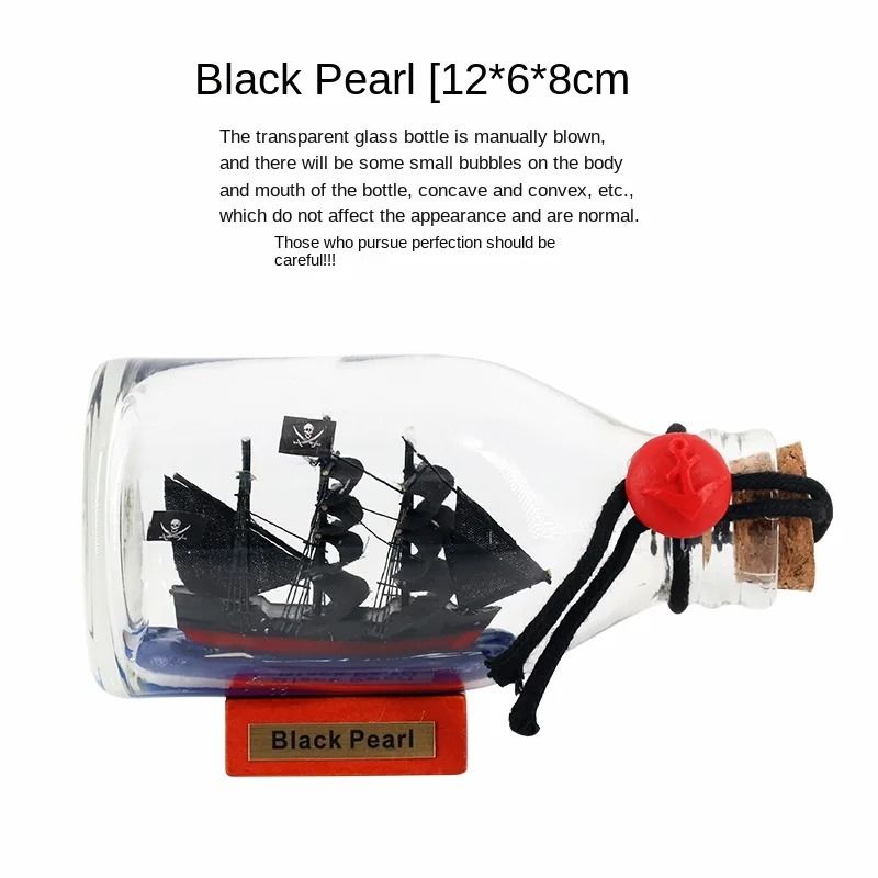 Black Pearl ShipinaBottle Pirates Of The Caribbean Drifting Vessel For Modern Executive Desks Nau 8
