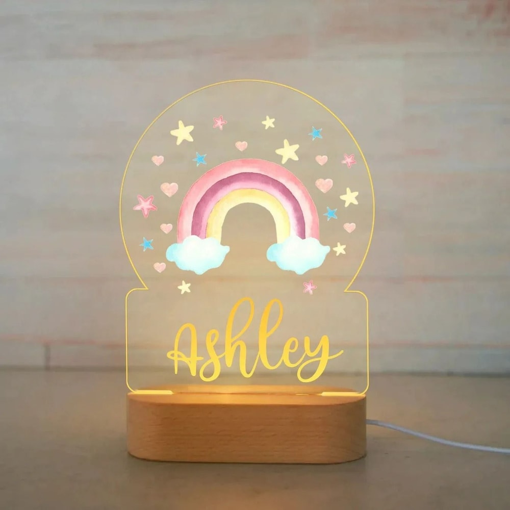 Personalized USB Acrylic Night Light Custom Name Animal Designs For Modern Baby Nurseries Kids Bed 14