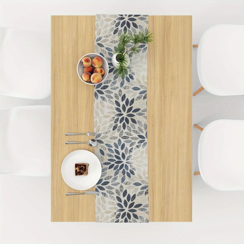 Elegant Linen Table Runner Fresh Floral Farmhouse Geometric Textile For Modern Dining Party Sanc 2