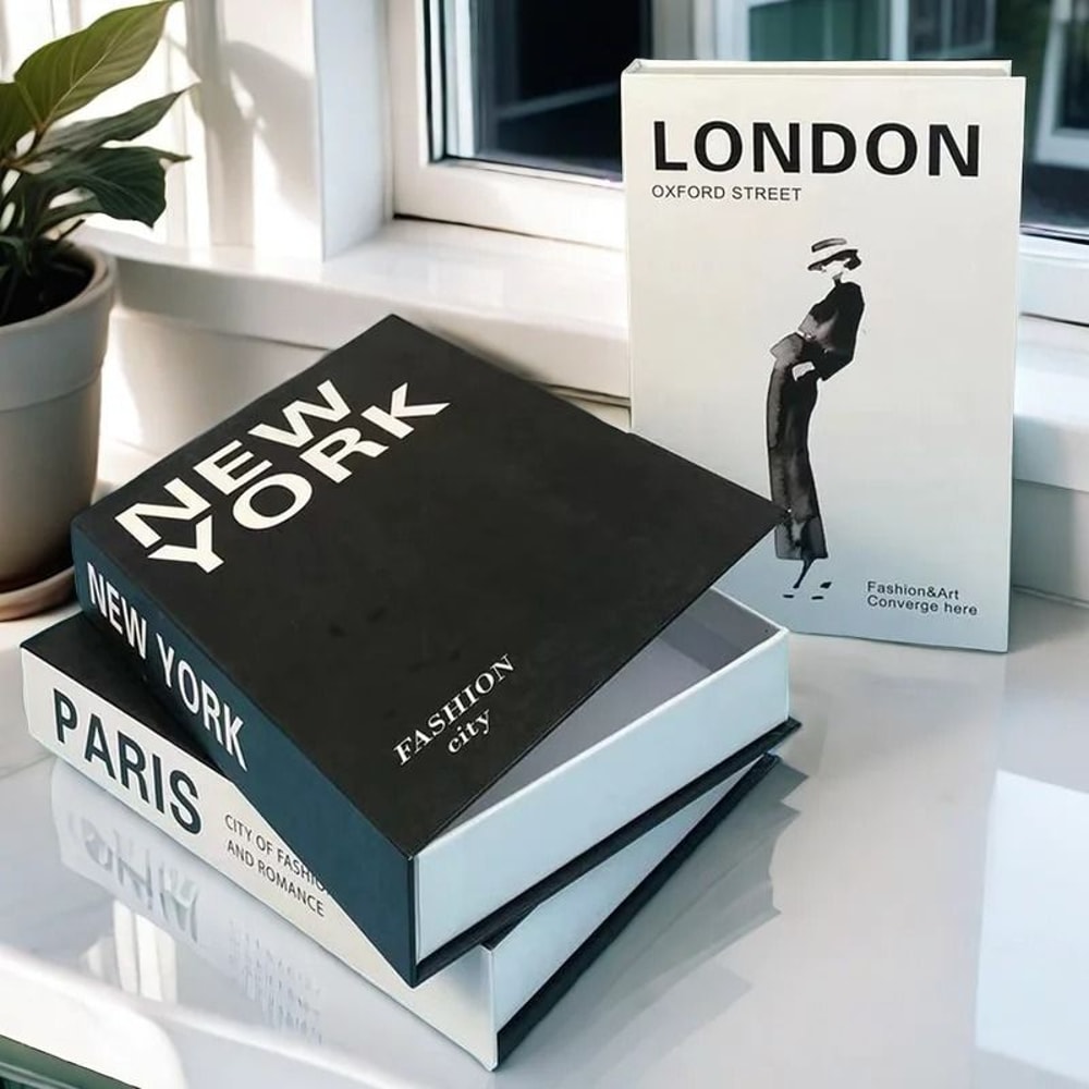Modern Designer Fake Book Storage Box HighDefinition Paris Fashion Decorative Books For Coffee Tab 0