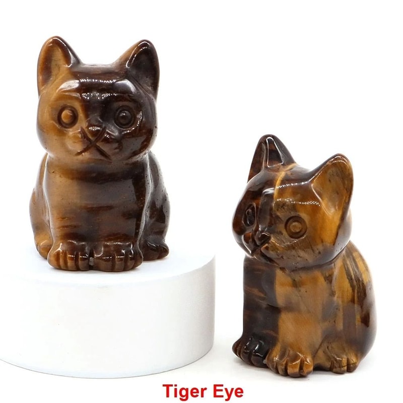 HandCarved Natural Stone Cat Statue Healing Crystal Amethyst Mixed Mineral Figurine For Chakra Me 16