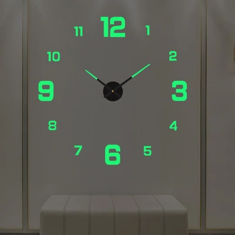 3D Luminous DIY Frameless Wall Clock Modern Silent Digital Clock Wall Stickers For Home Office De 11