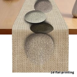 pebble pattern textured table runner – earth-toned neutral fabric for modern minimalist dining & home decor
