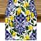 Blue Tile Lemon Linen Table Runner HighDefinition Summer Mediterranean Decor For Dressers Dining 6